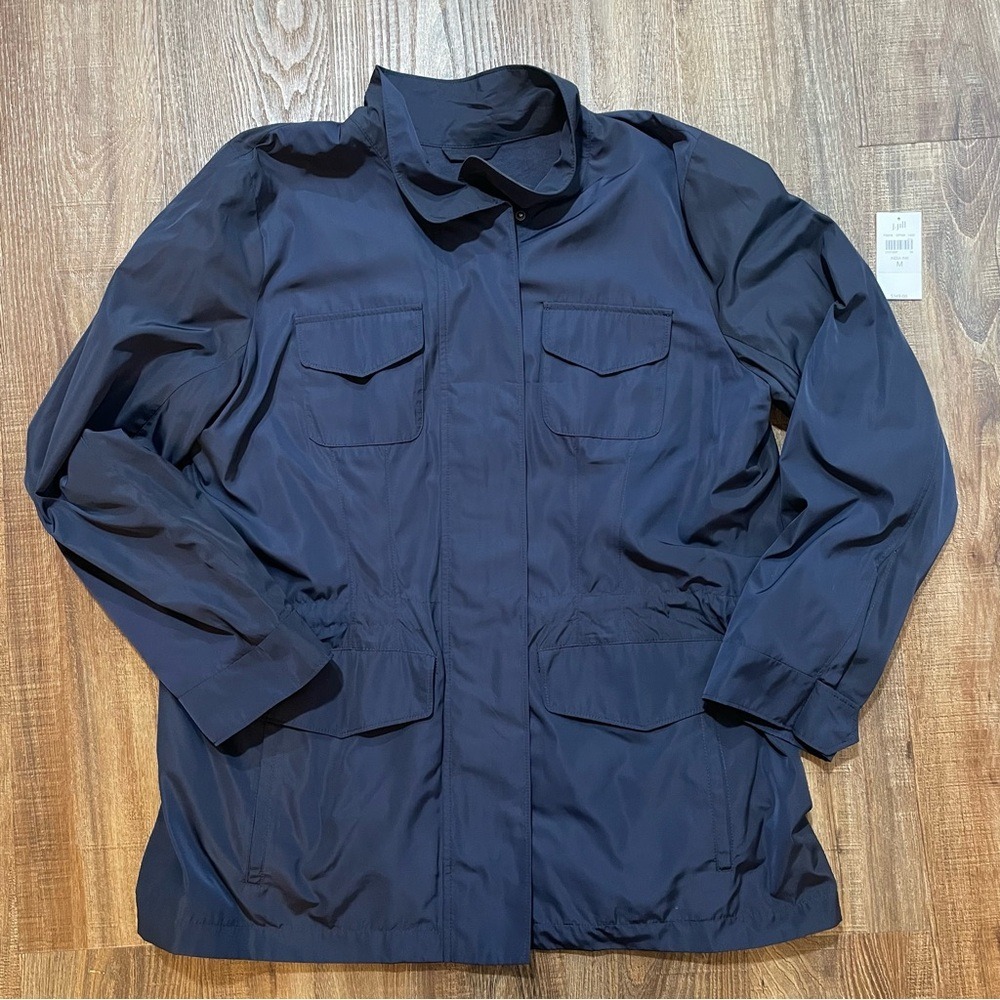 J‎ Jill India Ink Navy Utility Jacket Lightweight Zip Front Pockets Size M